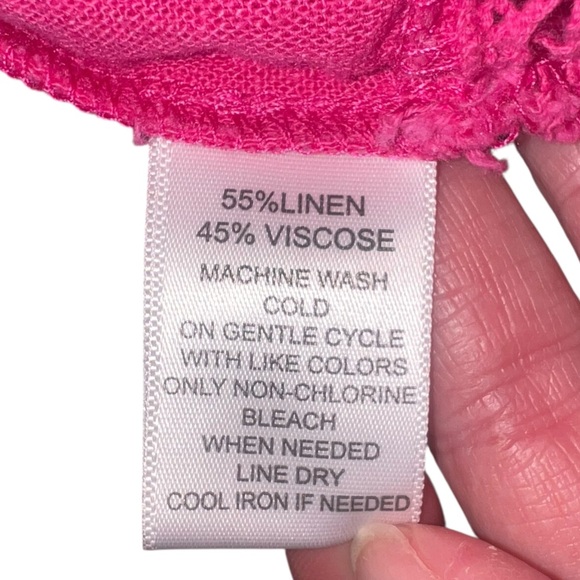 NWT Calligraphie Linen Tie Front Bell Sleeve Top Hot Pink 🩷Large Bohemian - Picture 7 of 11